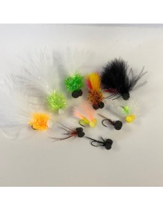 6 Pack of Barbless Olive Booby Trout Fishing Flies Size 10 Lures for rainbow trout 