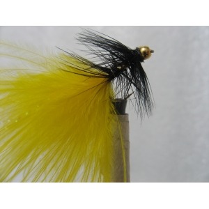 Goldhead White & Yellow Dancer blue flash size 12 Salmoflies Trout Fishing Flies 