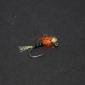 Black, Silver Rib, Fiery Brown Thorax Jig Nymph - Barbless