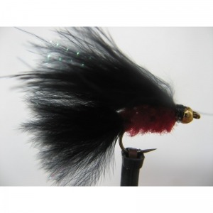 Cats Whiskers Fly Fishing Size 10 Trout Flies 12 x Black & Olive Beadeye 